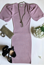 Load image into Gallery viewer, LAVENDER PUFF ELBOW SLEEVES DRESS.
